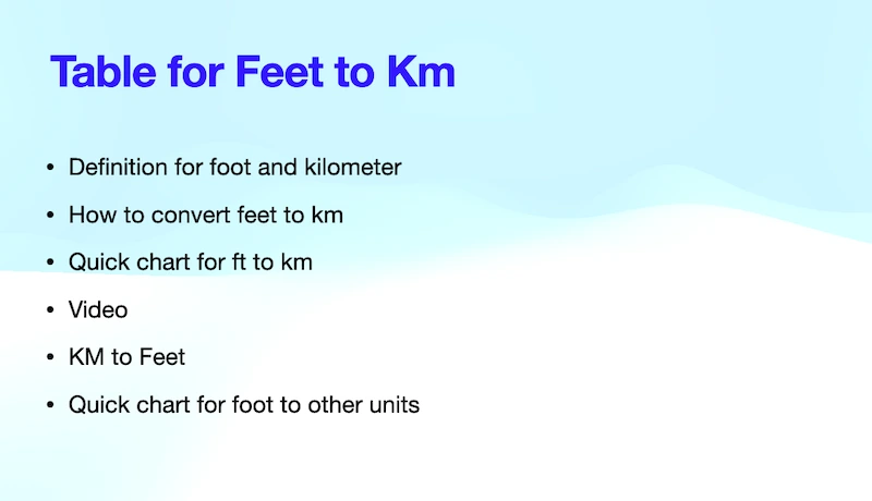 Ways to Convert Feet to KM
